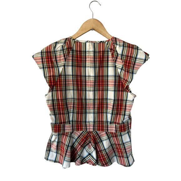 J. Crew Factory Red Plaid Blouse - Picture 2 of 4